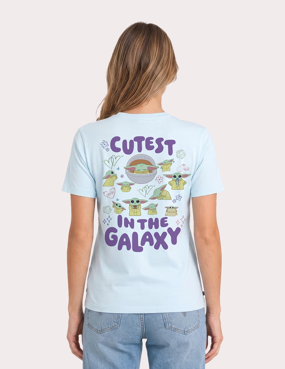 Playera manga corta Disney The Mandalorian and Grogu cuello redondo para mujer