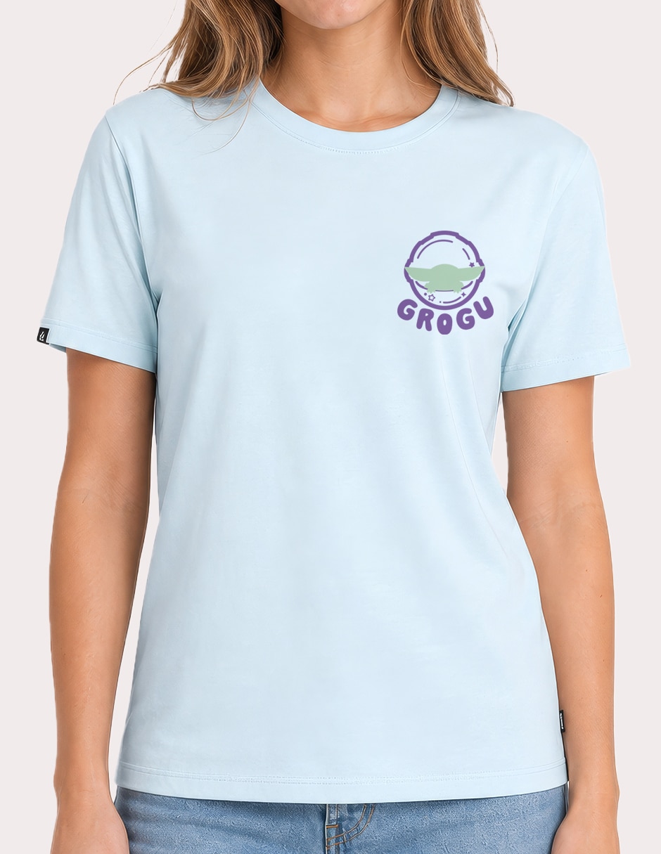Playera manga corta Disney The Mandalorian and Grogu cuello redondo para mujer