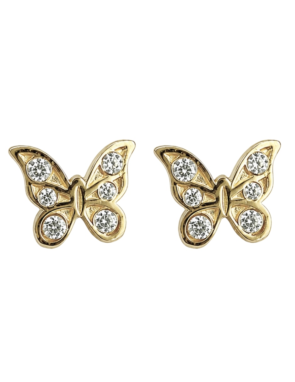 Broqueles de mariposa Mancini de oro 10 K con acabado brillante zirconia