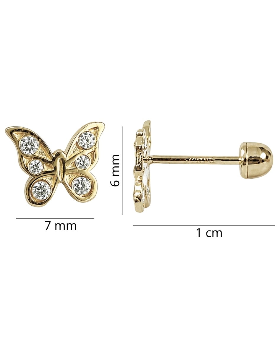 Broqueles de mariposa Mancini de oro 10 K con acabado brillante zirconia