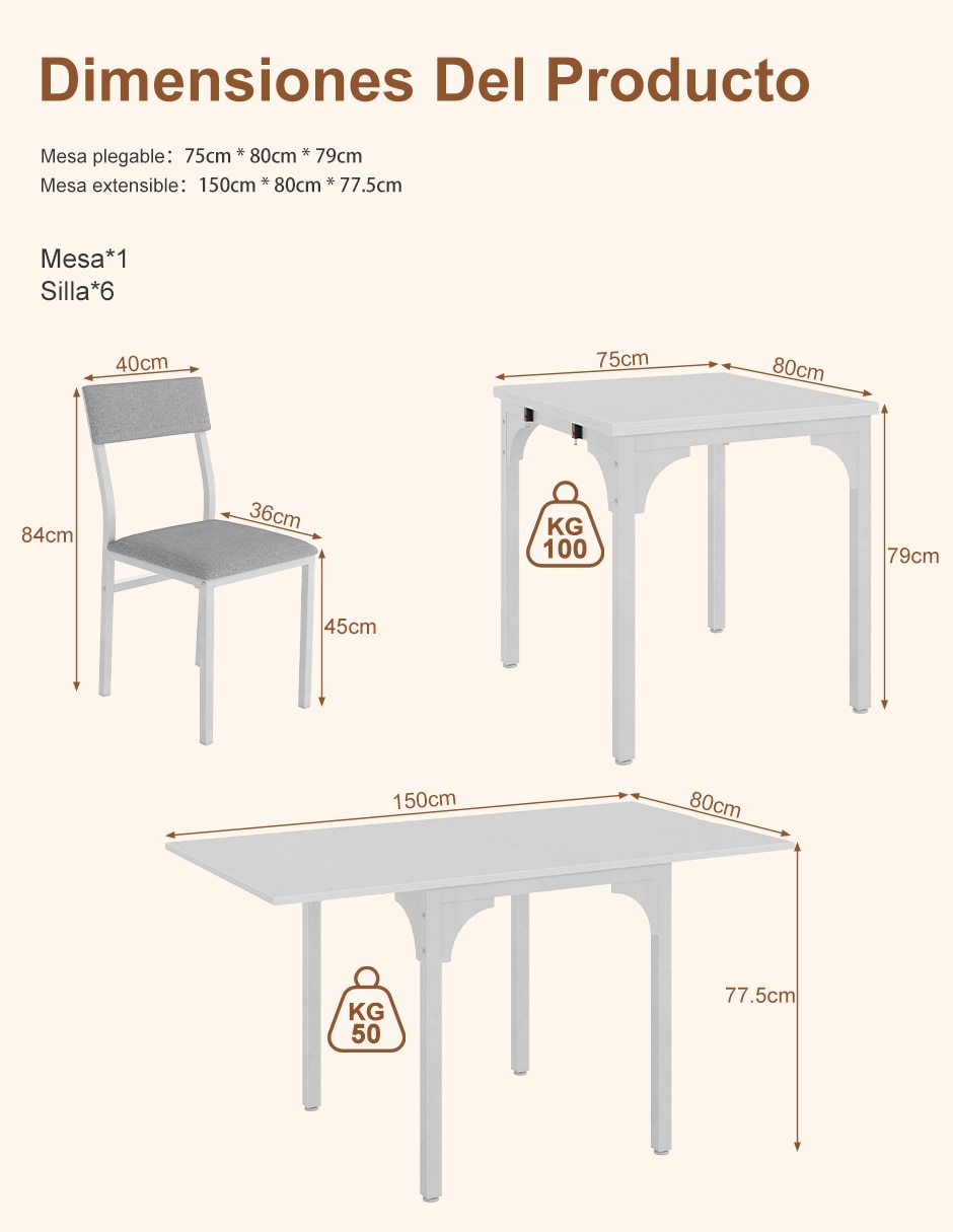 Comedor extendible para 6 personas 8