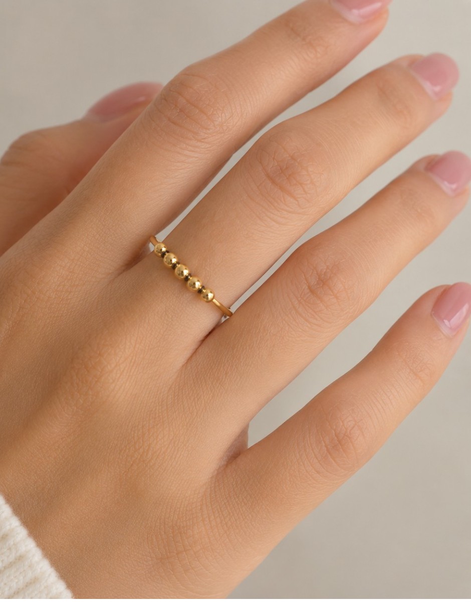 Anillo Velocity de acero inoxidable baño de oro