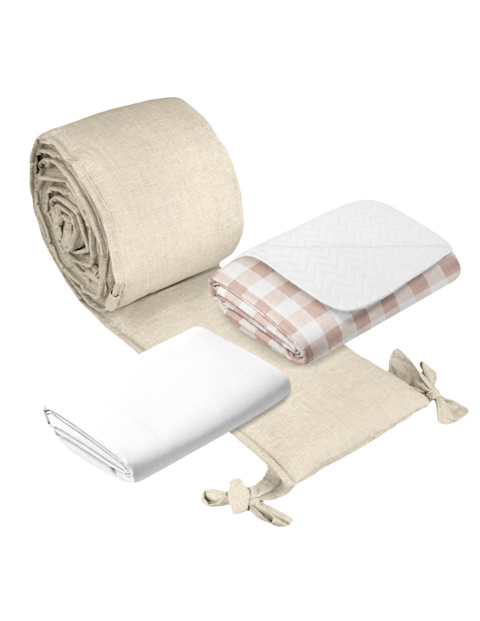 Juego de cuna Nap gingham beige para 3 piezas