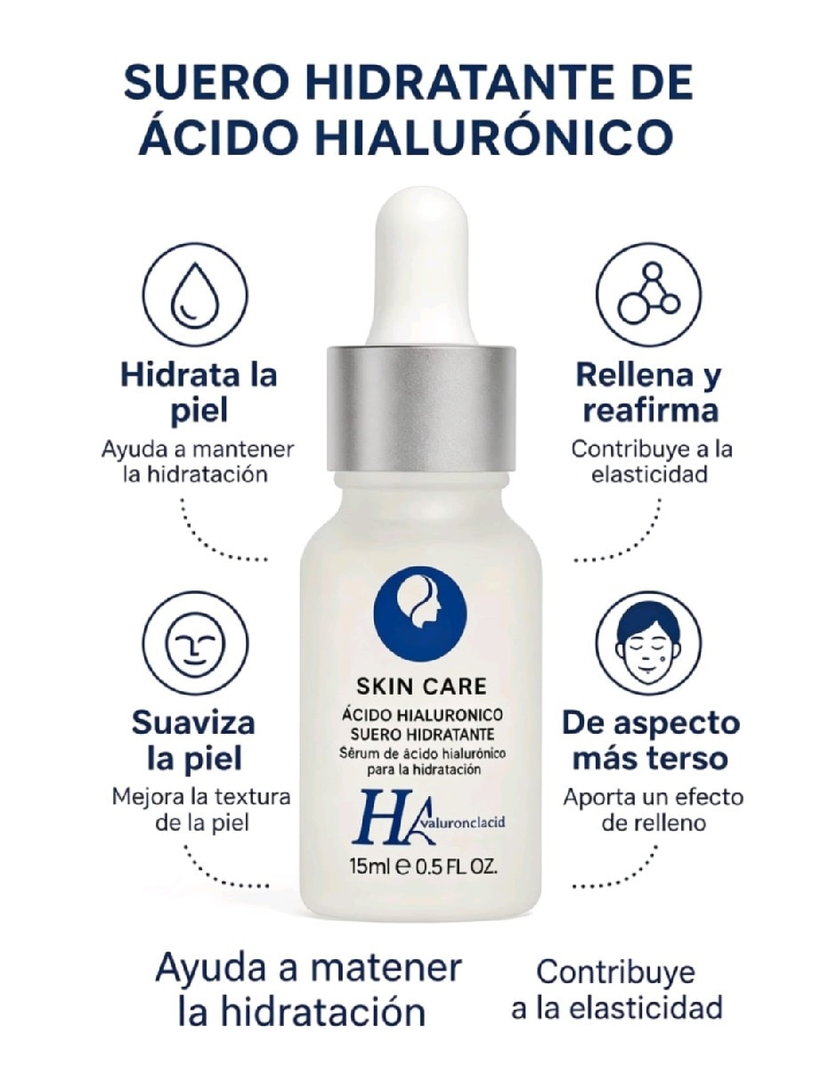 Sérum hidratante facial acido hialurónico 15 ml Genérica todo tipo piel