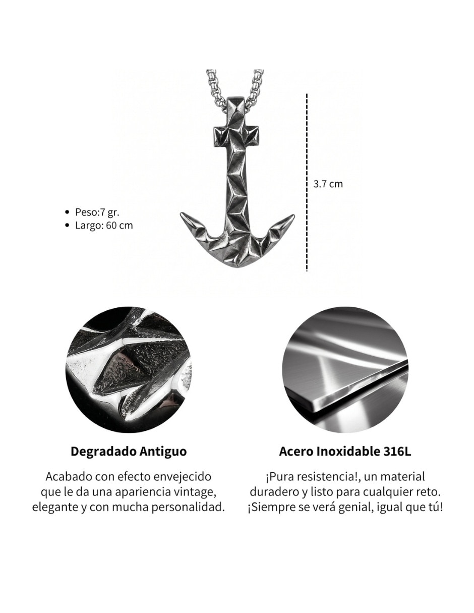 Collar con dije de ancla Chulada Black