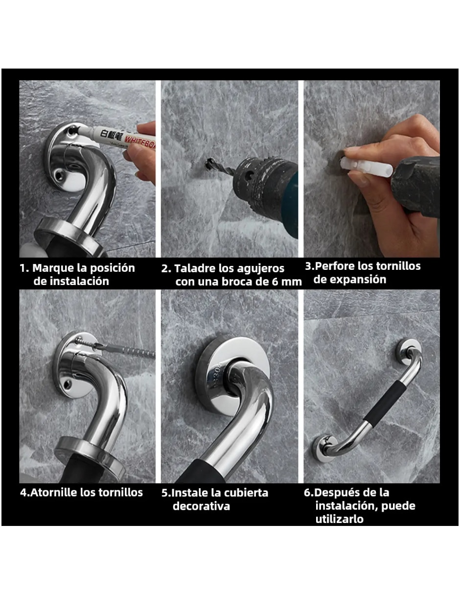 Barra de seguridad Genérica de acero inoxidable 3 piezas