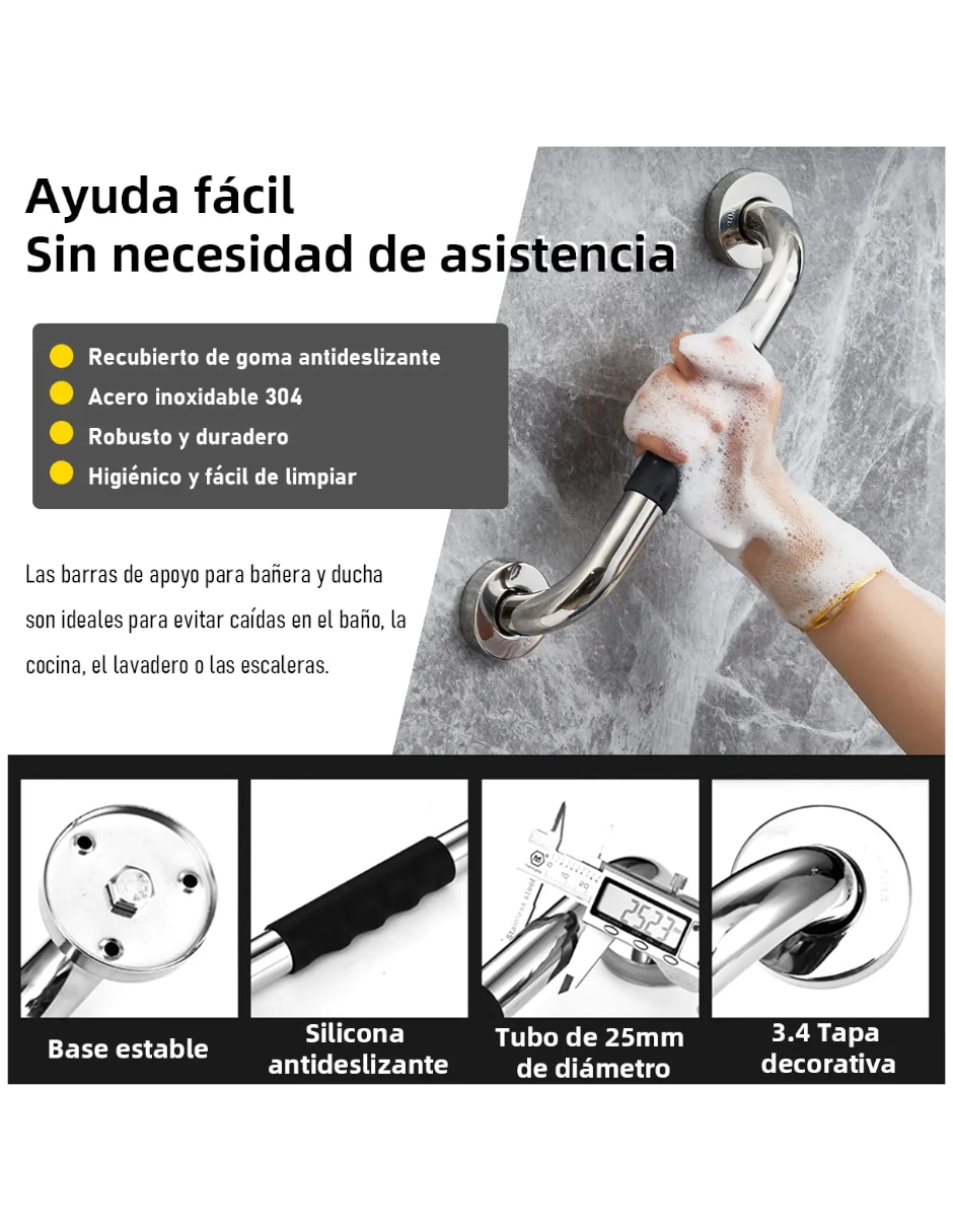 Barra de seguridad Genérica de acero inoxidable 3 piezas