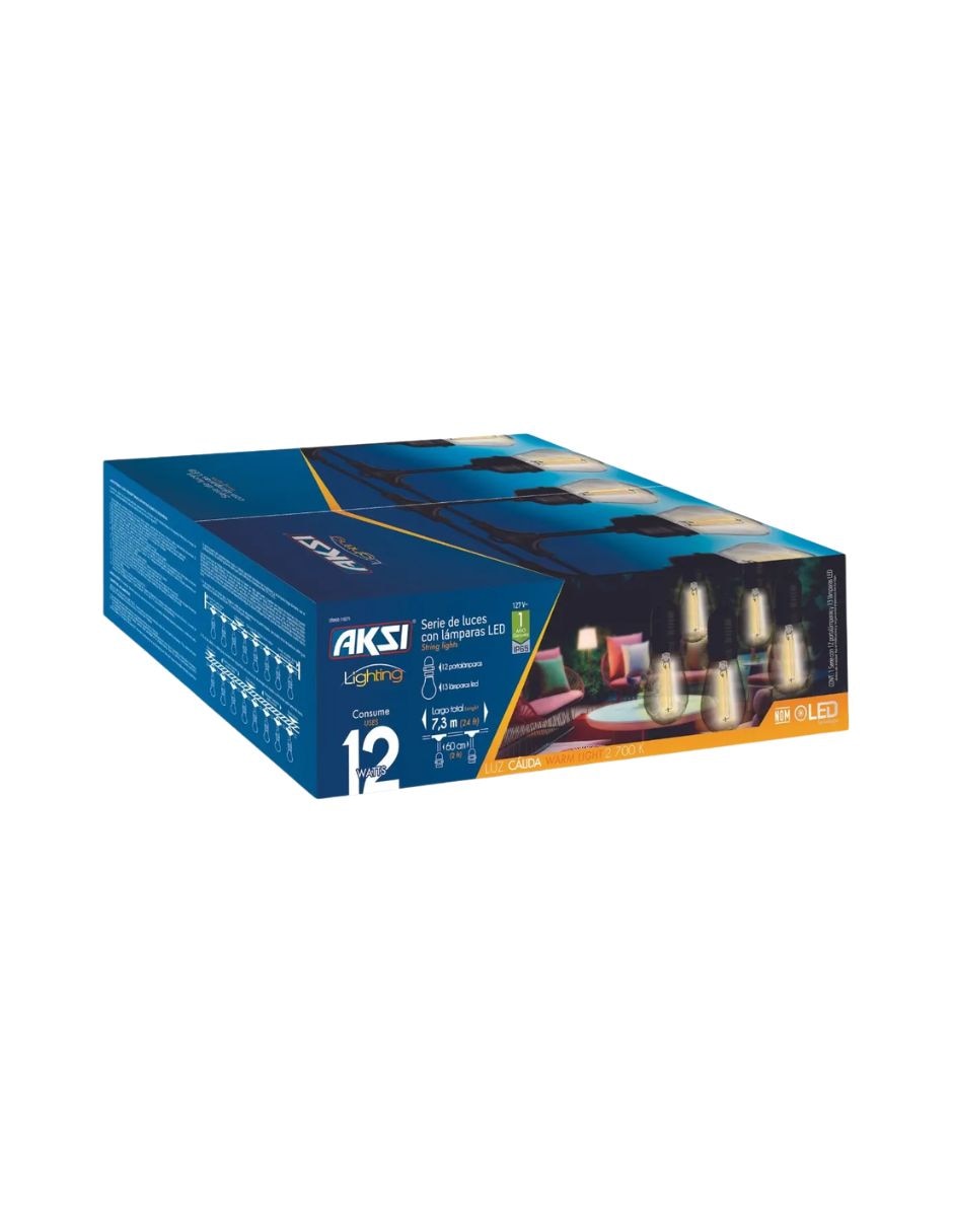 Serie de focos tradicional Aksi luz cálida 118271 con 12 focos