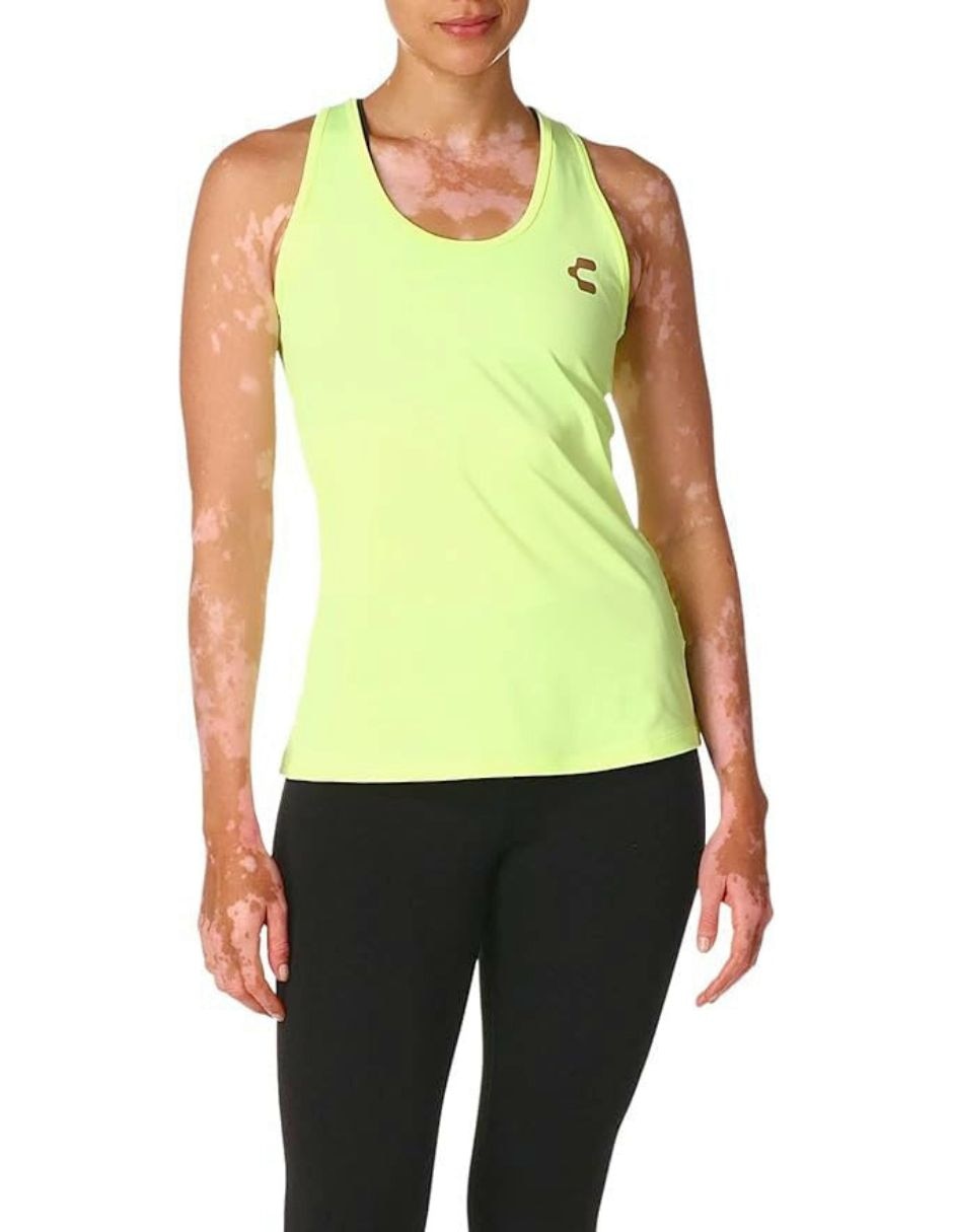 Playera sin manga tank cuello redondo para mujer
