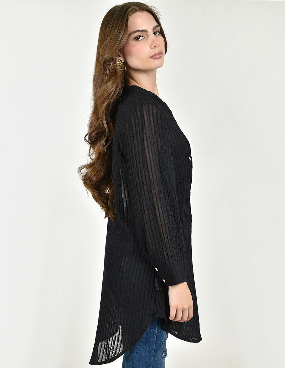 Blusa camisera manga larga para mujer 2