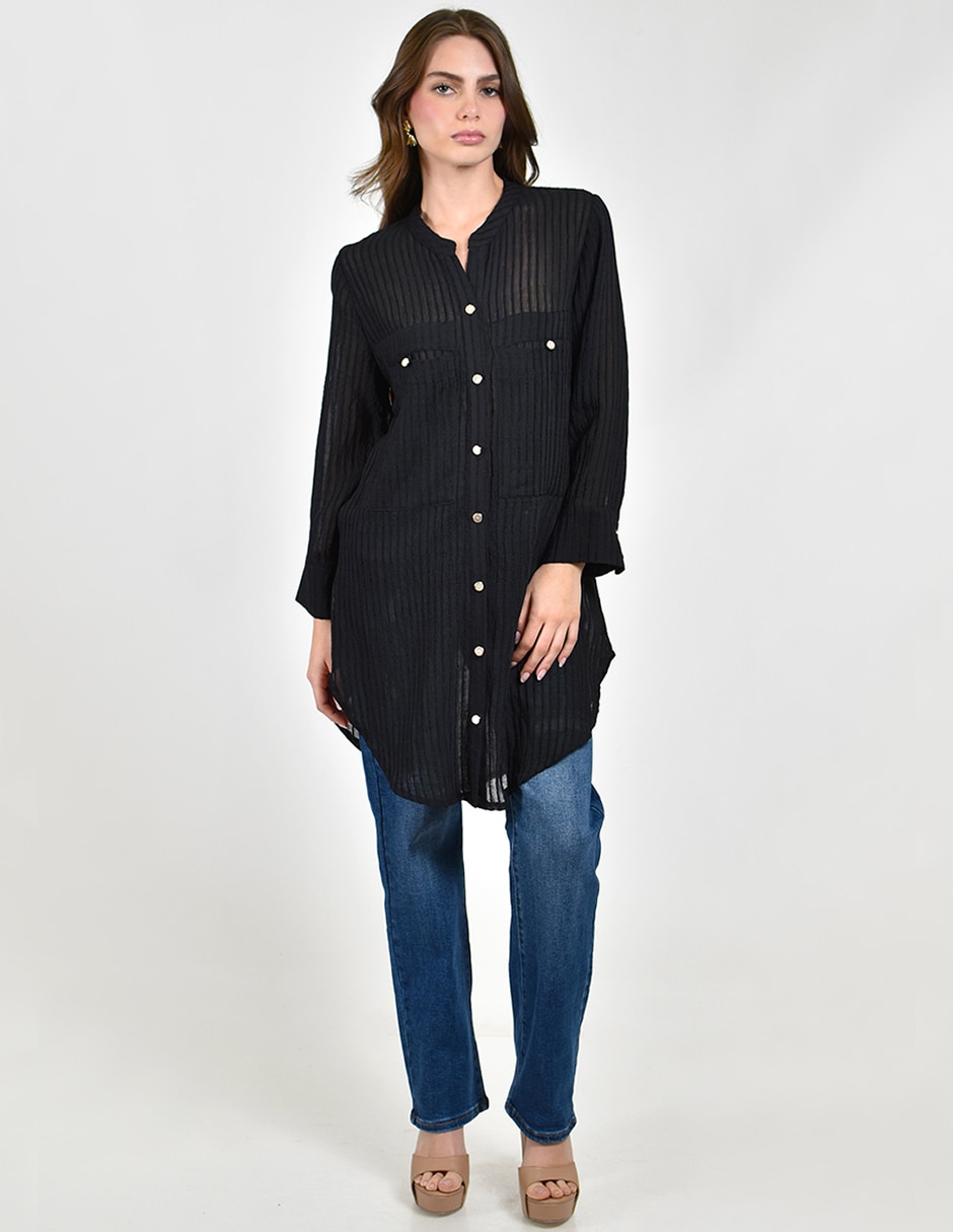 Blusa camisera manga larga para mujer 3