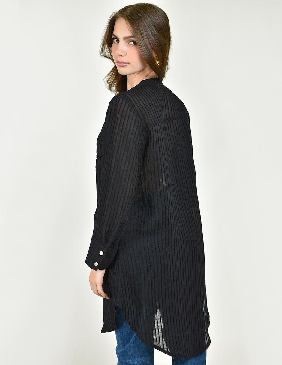 Blusa camisera manga larga para mujer 4