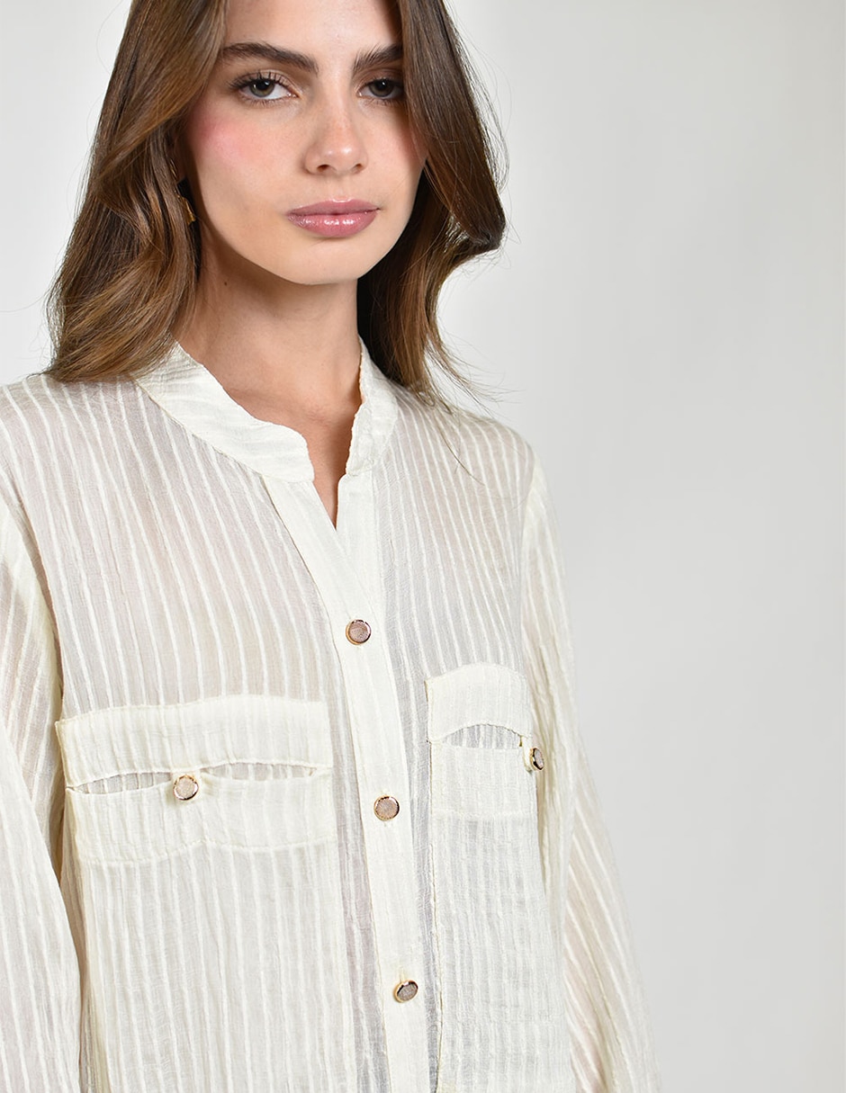 Blusa camisera manga larga para mujer 3