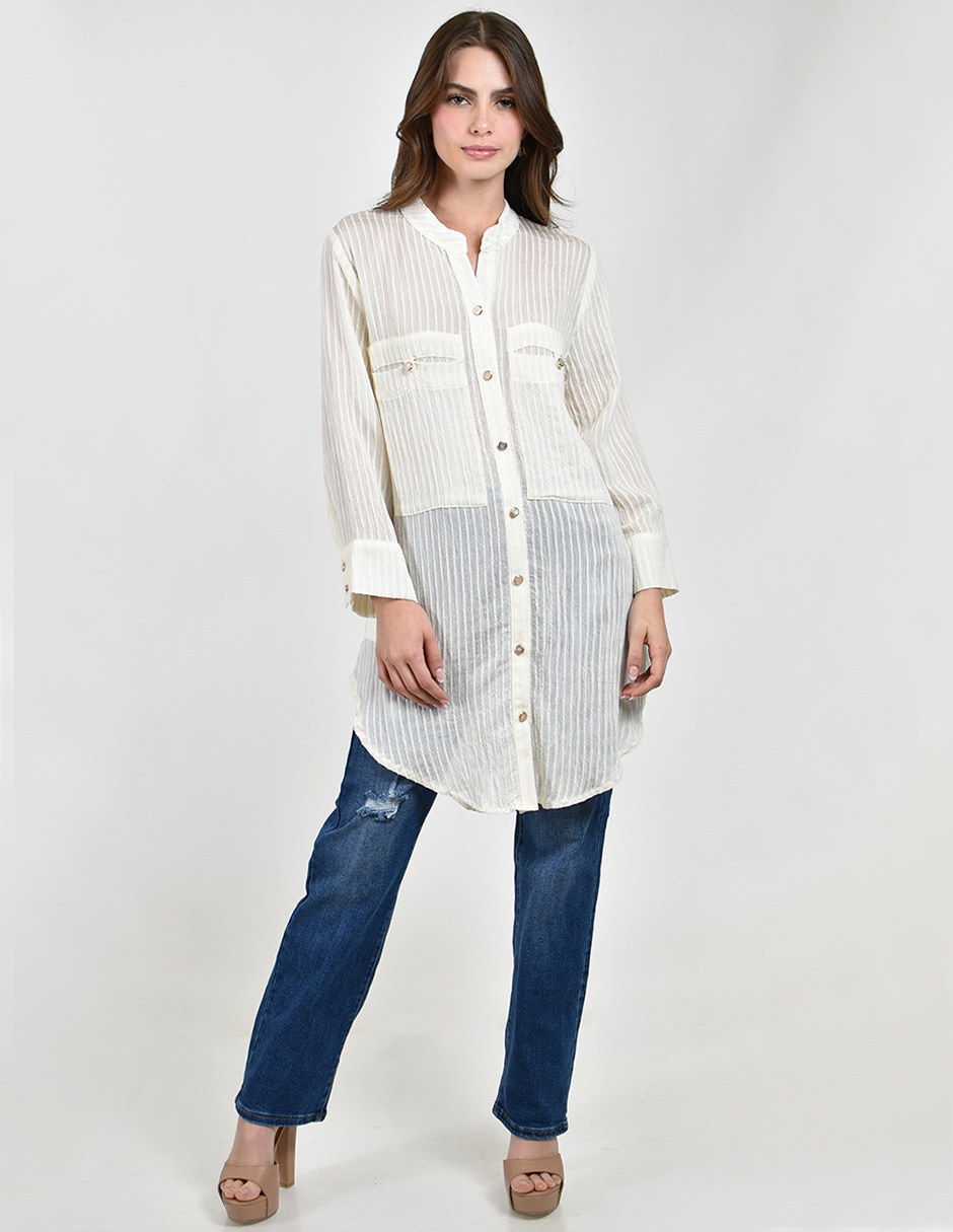 Blusa camisera manga larga para mujer 4