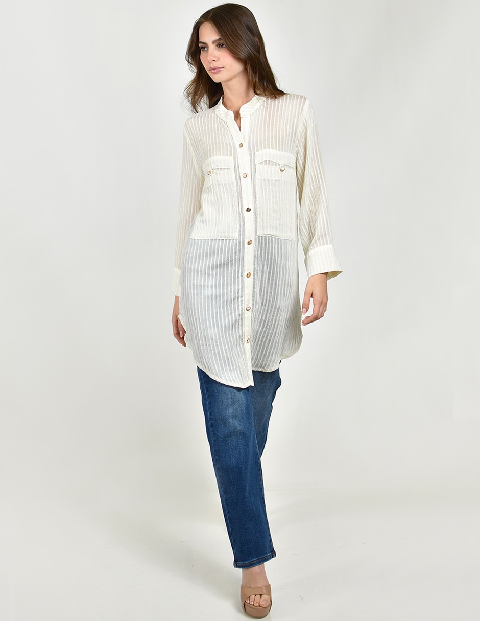 Blusa camisera manga larga para mujer 5