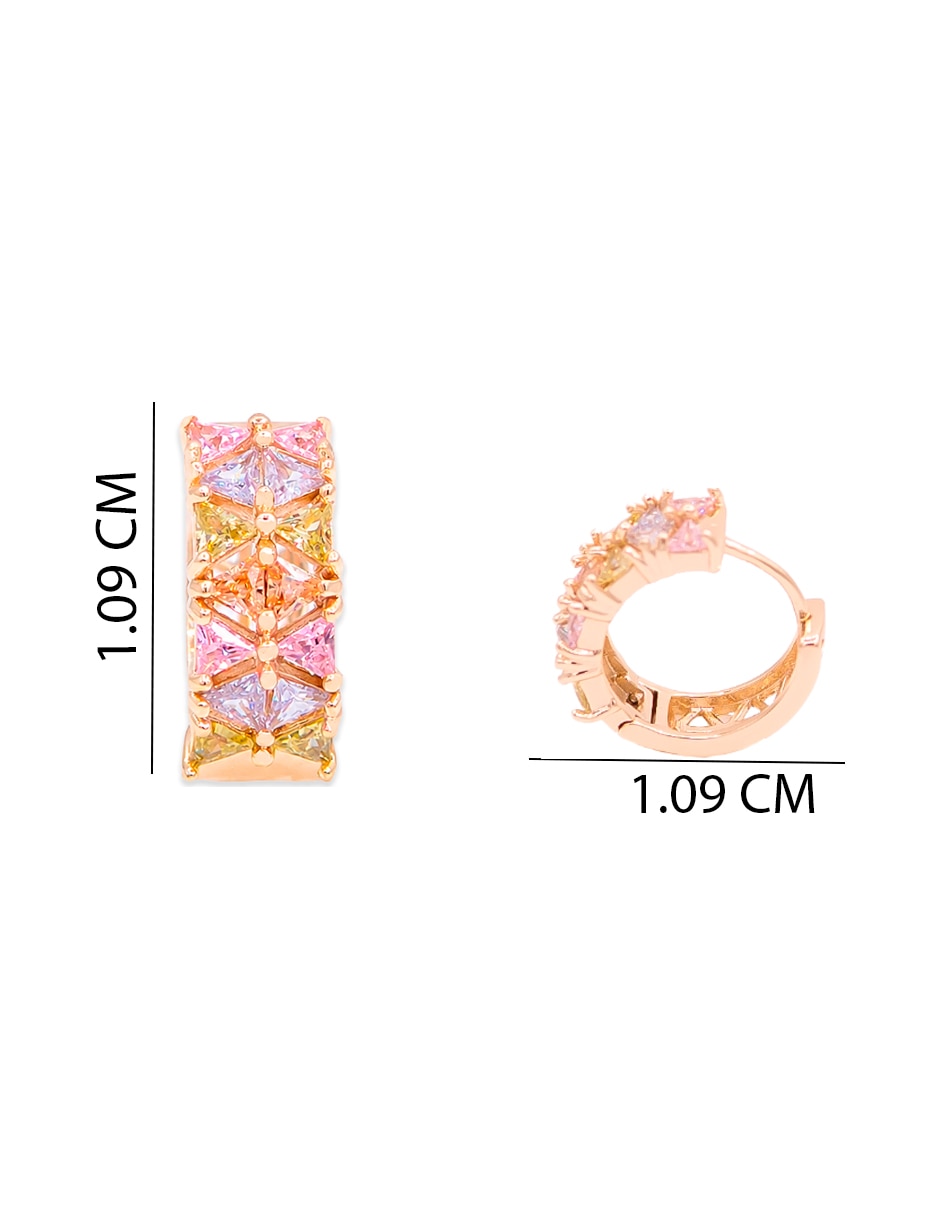 Aretes cortos de acero inoxidable con acabado chapa de oro zirconia 6