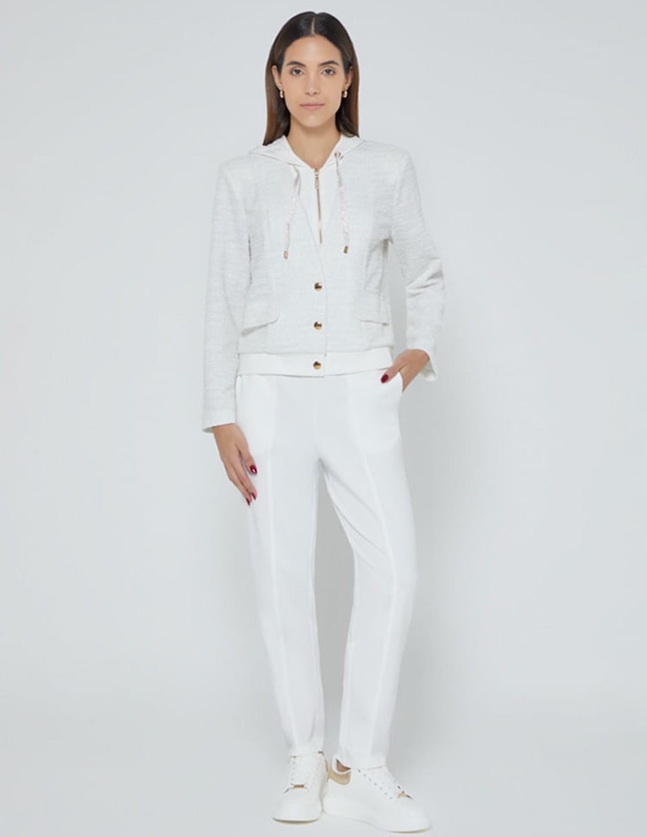 Chamarra casual studio f deportivo tweed para mujer