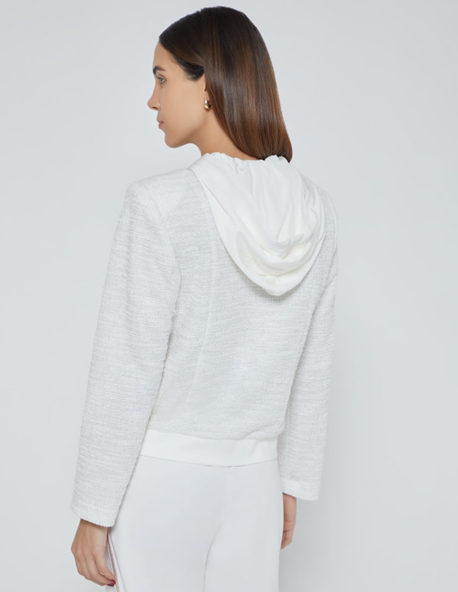 Chamarra casual studio f deportivo tweed para mujer