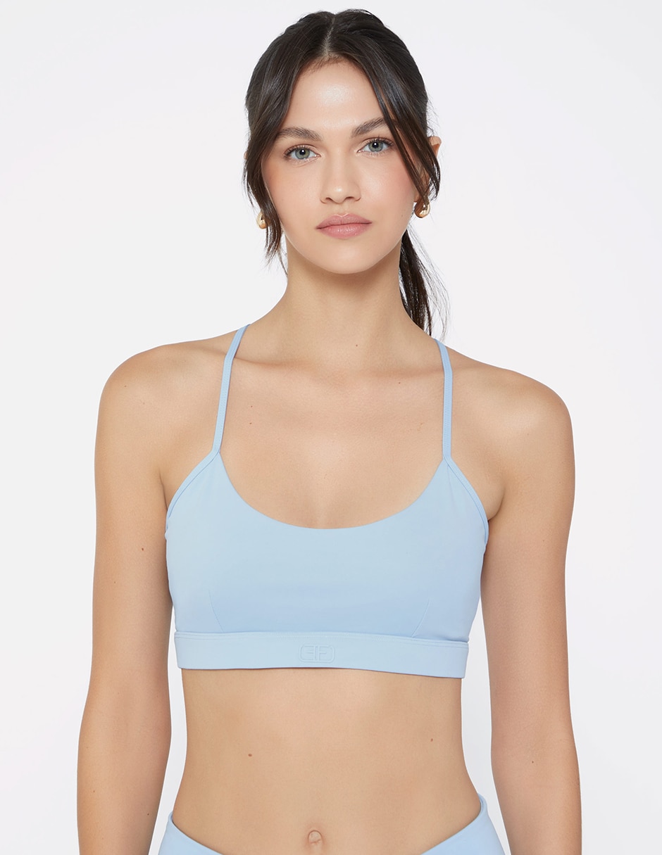 Top cuello con escote escote redondo tirante delgado