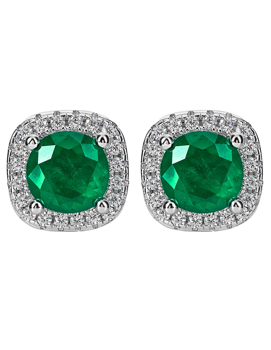 Broqueles de plata P 925 con acabado brillante esmeralda