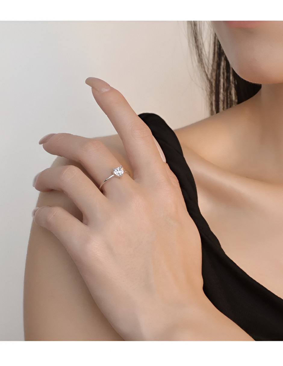 Anillo de compromiso de plata P 925 moissanita 5