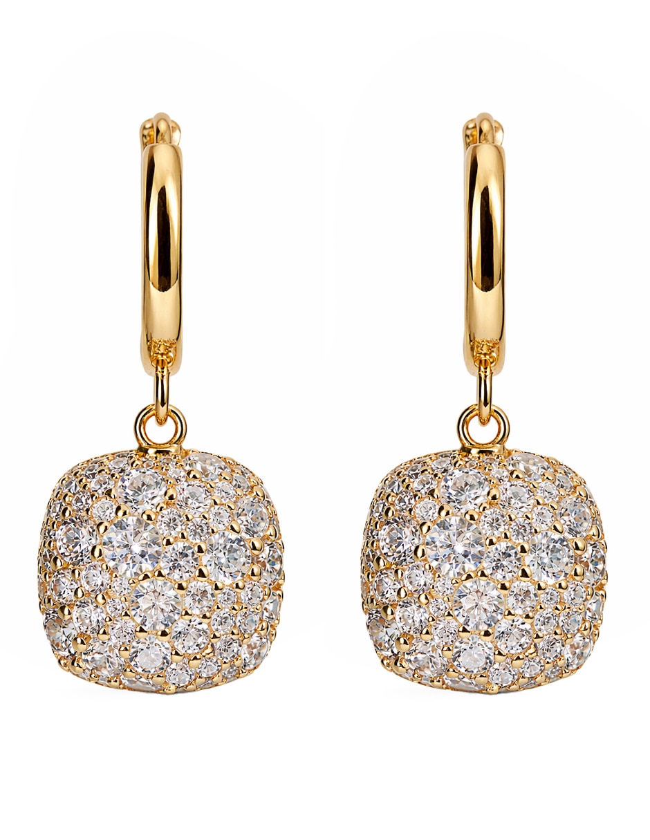 Aretes de plata P 925 con acabado chapa de oro zirconia Aretes de plata P 925 con acabado chapa de oro zirconia