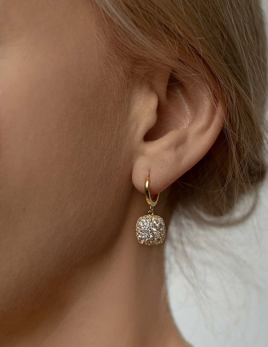 Aretes Gladkova Joyería de plata P 925 con acabado chapa de oro zirconia