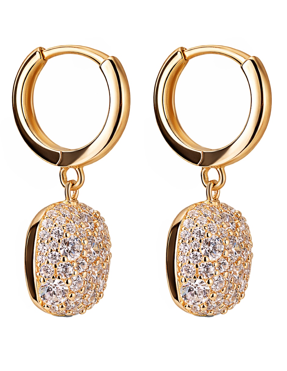 Aretes Gladkova Joyería de plata P 925 con acabado chapa de oro zirconia