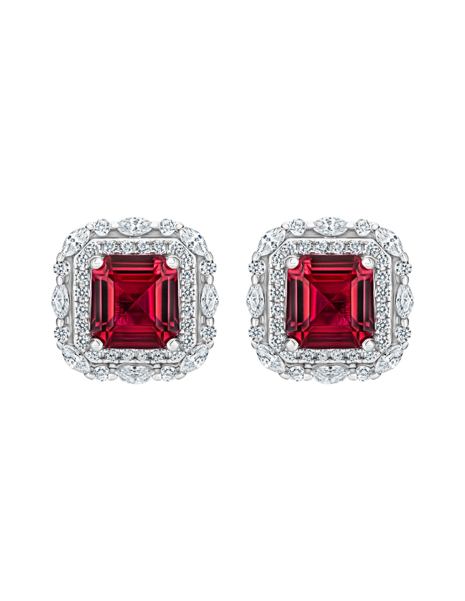 Broqueles cuadrado Gladkova Joyería de plata P 925 rubí