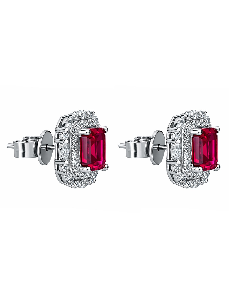 Broqueles cuadrado Gladkova Joyería de plata P 925 rubí