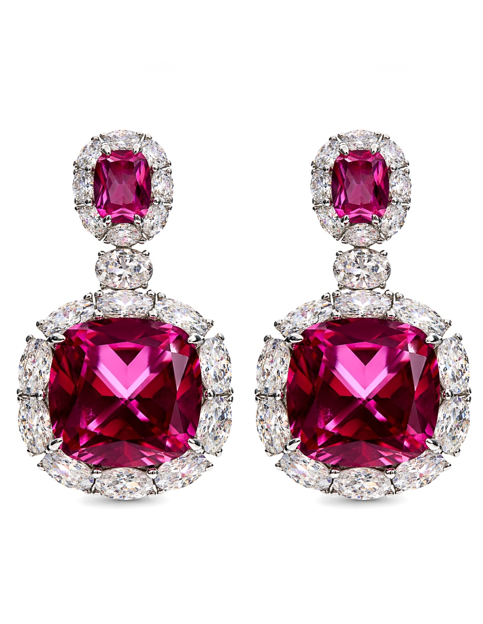 Aretes de plata P925 con acabado pavé rubí