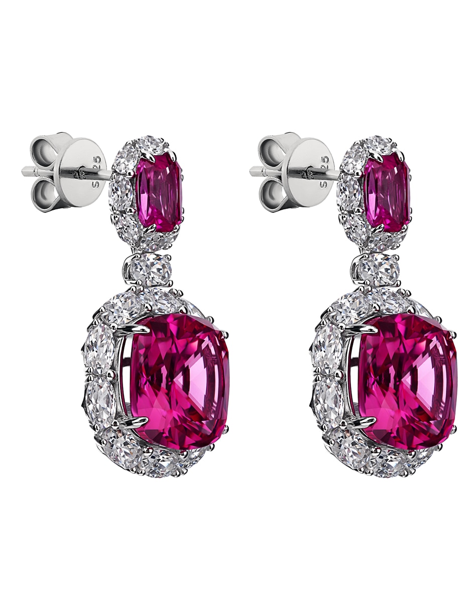 Aretes Gladkova Joyería de plata P925 con acabado pavé rubí