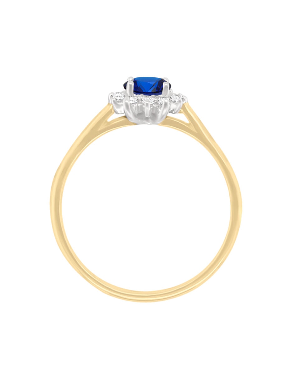 Anillo con gema de estrella Fascinare Dakota 14 k de oro zafiro y diamante brillante