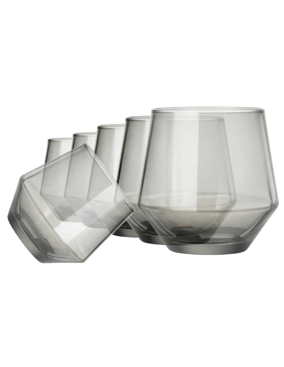 Vaso on the rocks rotterdam color de vidrio con 6 piezas