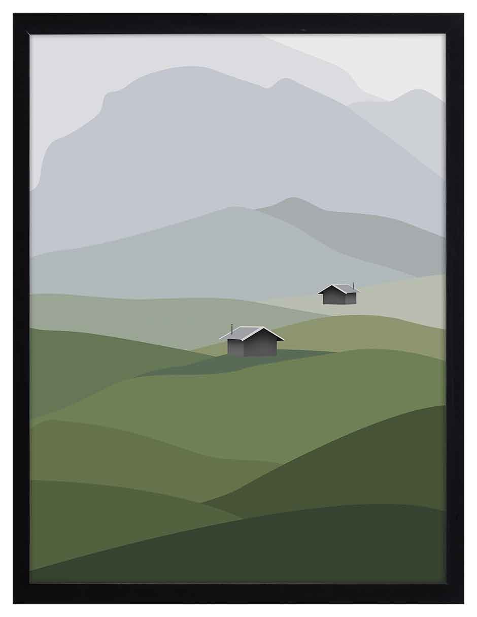 Cuadro decorativo paisajes ilustrados