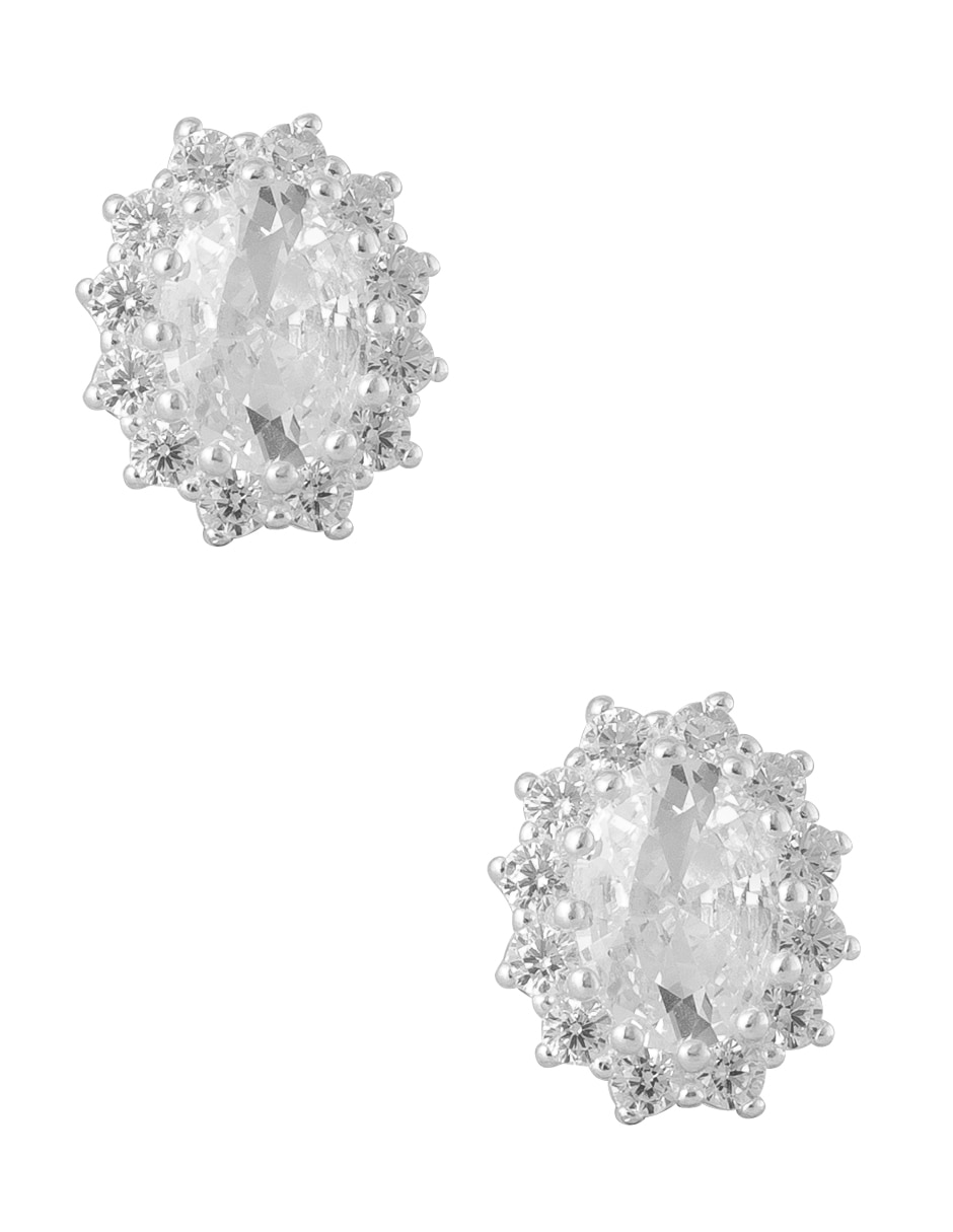 Aretes cortos de plata P 925 con acabado pavé zirconia