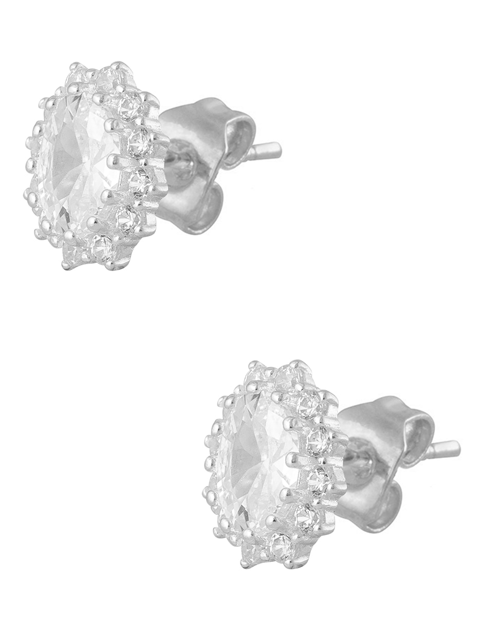 Aretes cortos Unlimited By Ob de plata P 925 con acabado pavé zirconia
