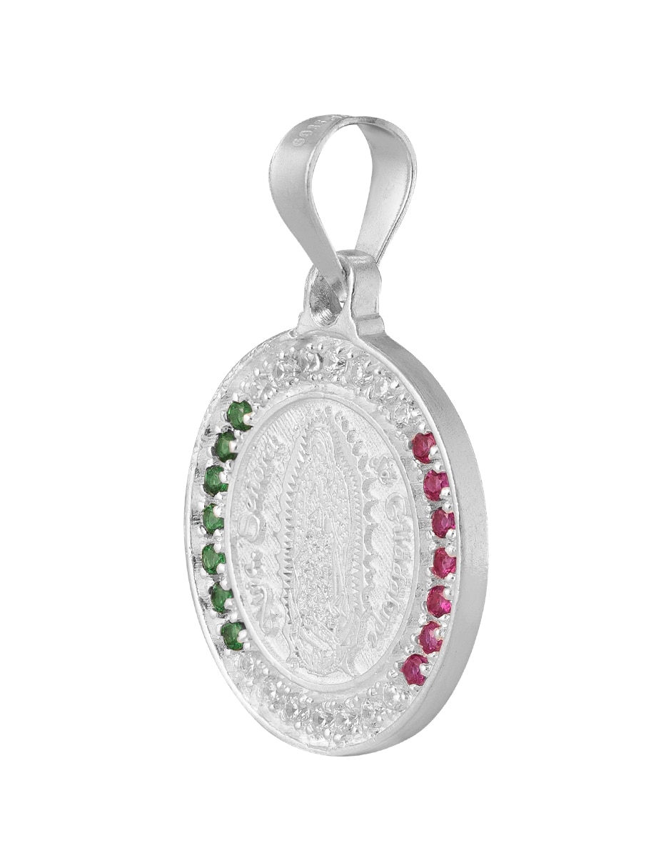 Medalla redonda Unlimited By Ob Virgen de Guadalupe de plata P 925 zirconia