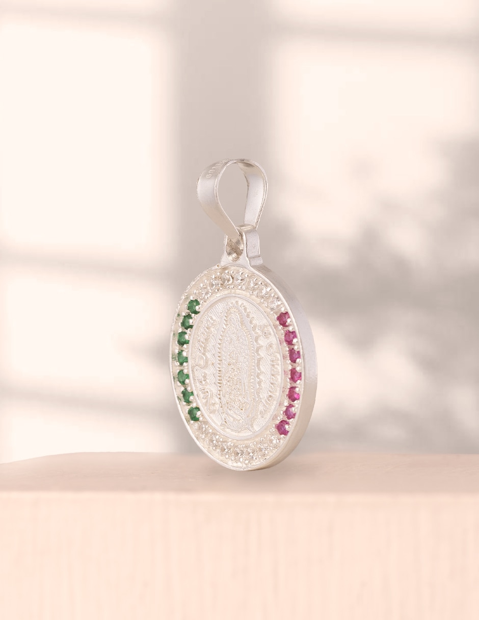 Medalla redonda Unlimited By Ob Virgen de Guadalupe de plata P 925 zirconia