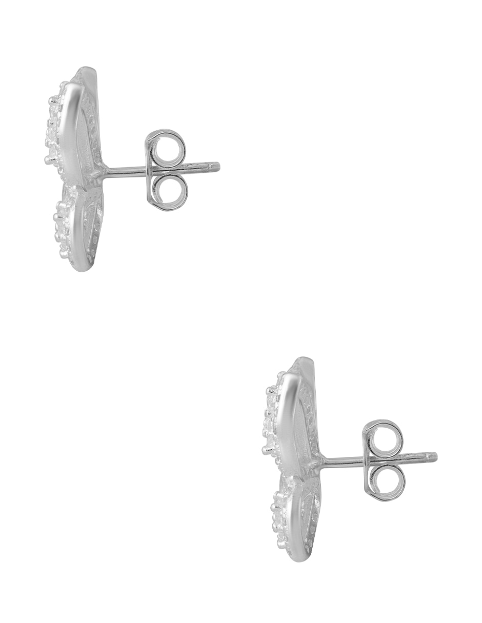 Aretes cortos de mariposa Unlimited By Ob de plata P 925 con acabado pavé zirconia