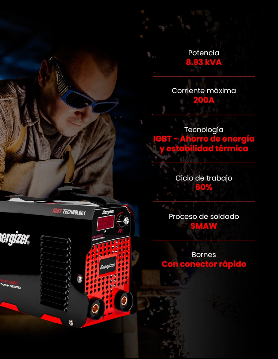 Soldadora Energizer EZMINI-200IT 200 A