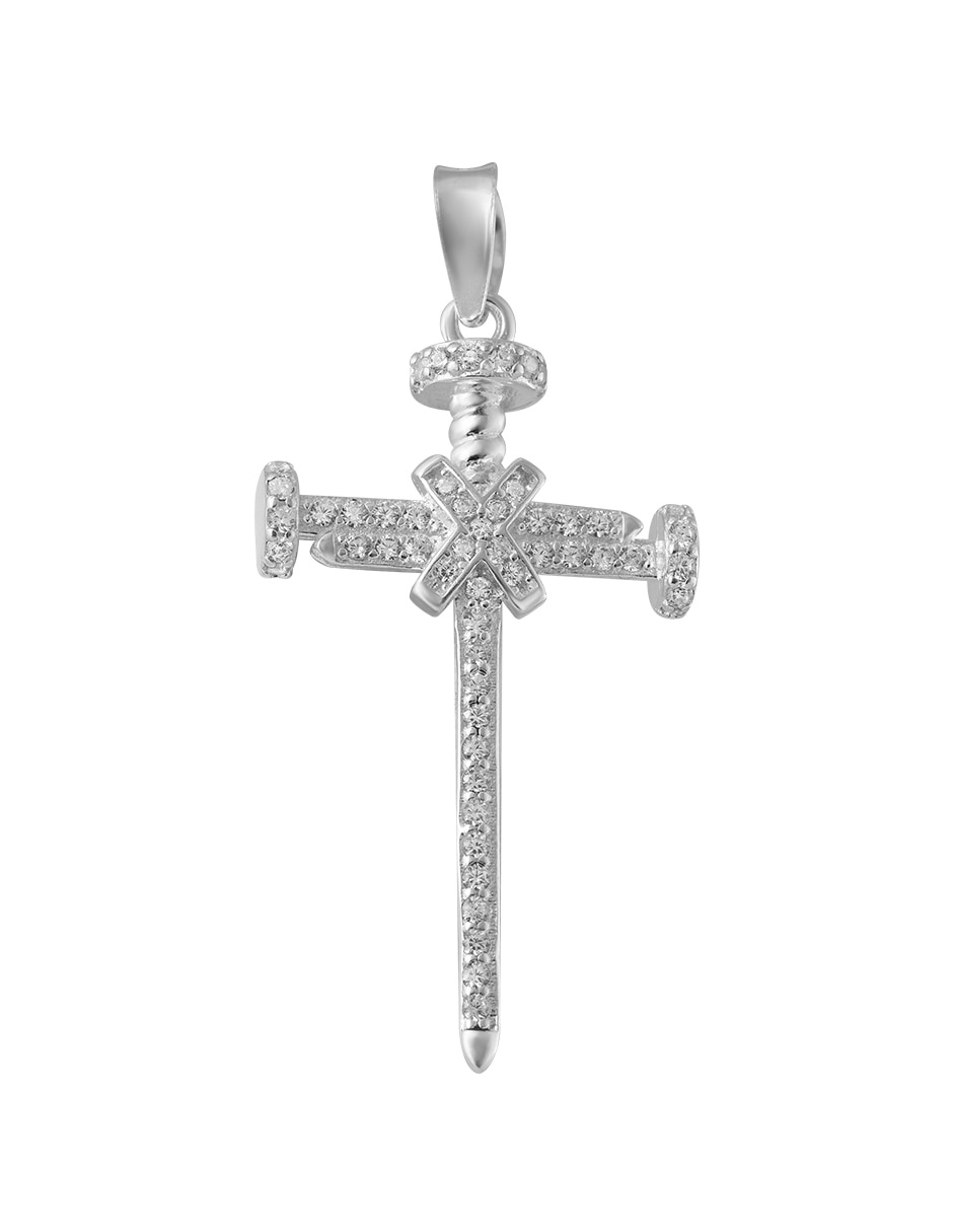 Dije de Cruz de Plata P 925 zirconia