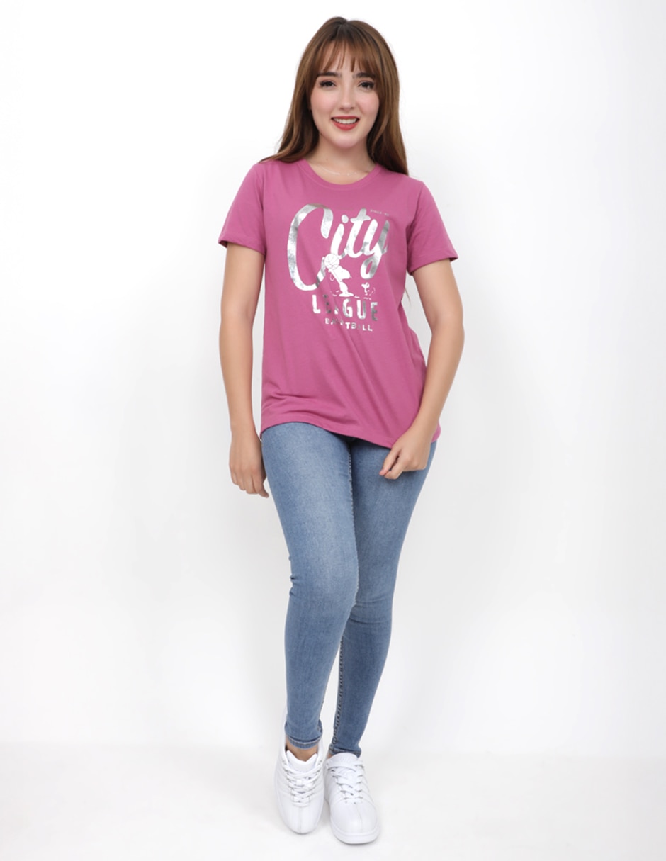 Playera manga corta Peanuts cuello redondo para mujer Playera manga corta Peanuts cuello redondo para mujer