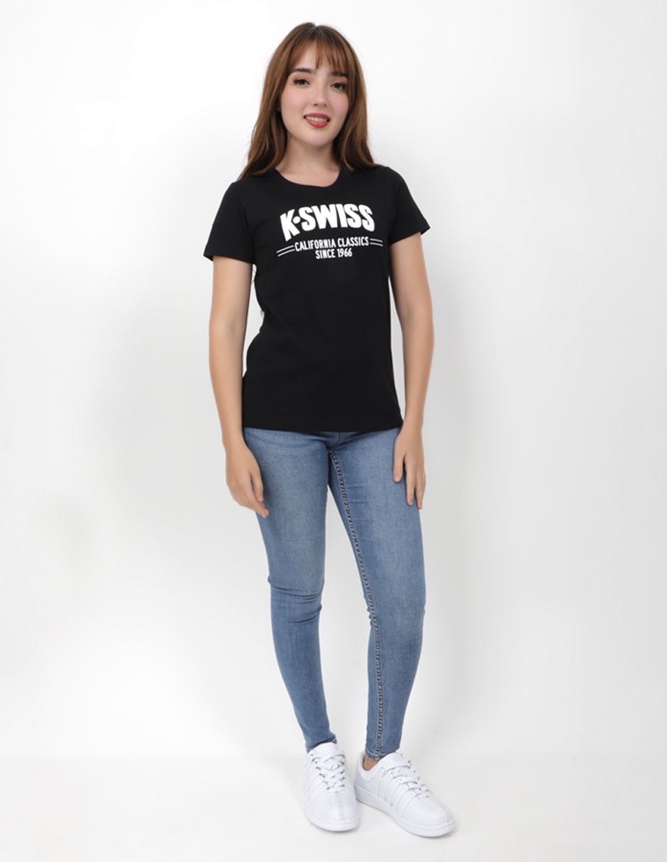 Playera manga corta k-swiss classic cuello redondo para mujer