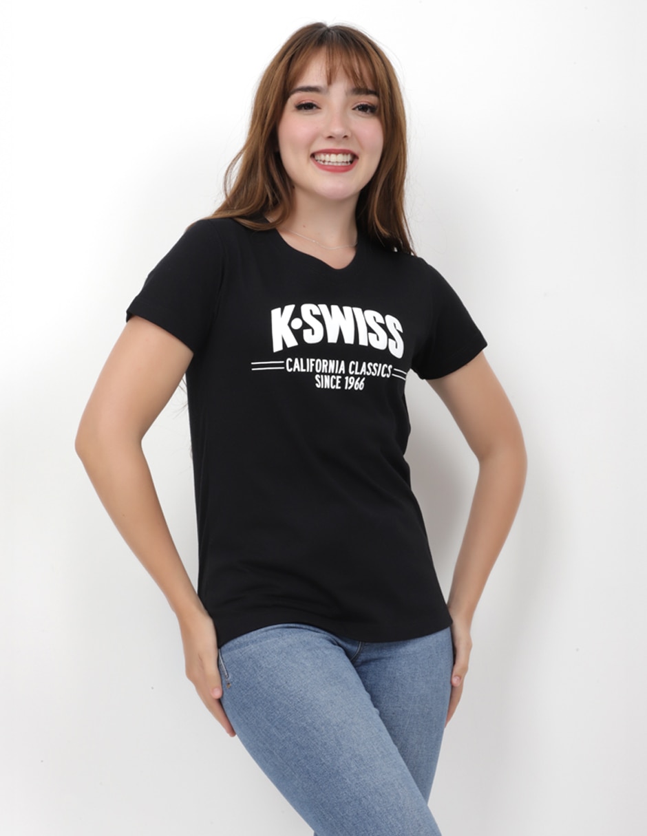 Playera manga corta k-swiss classic cuello redondo para mujer