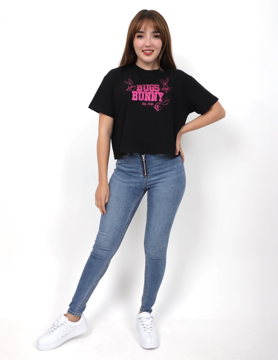 Playera manga corta Peony cuello redondo para mujer Playera manga corta Peony cuello redondo para mujer