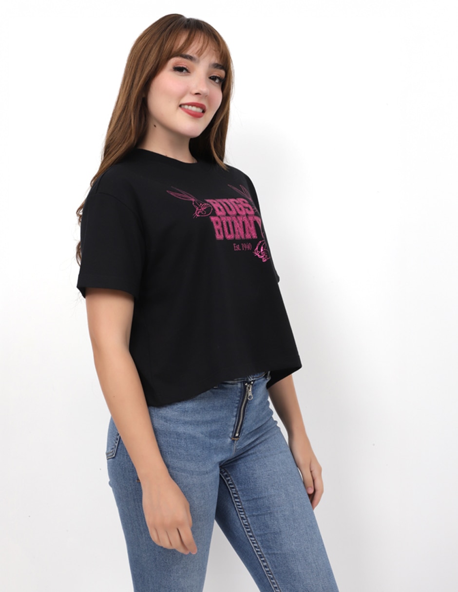 Playera manga corta Peony cuello redondo para mujer 2