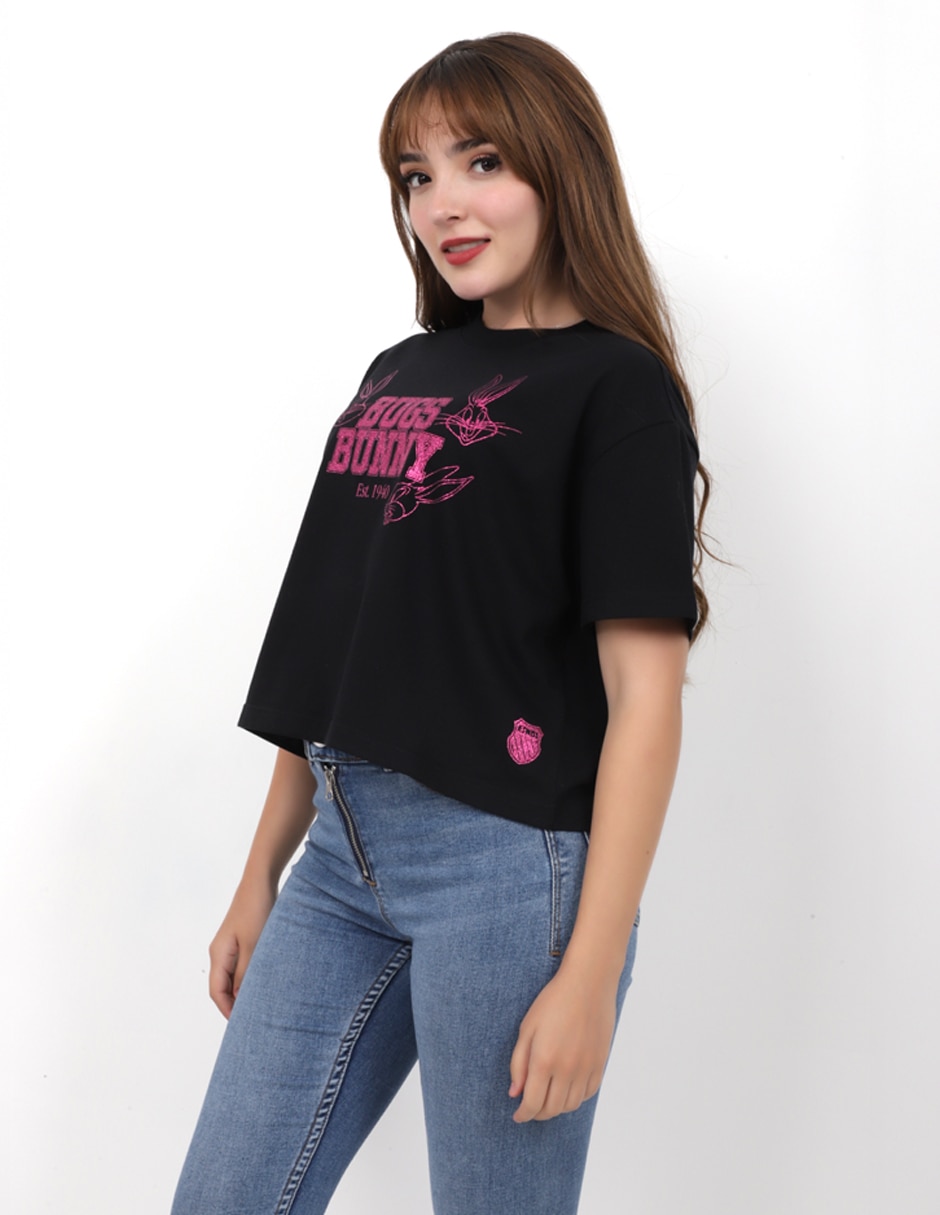 Playera manga corta Peony cuello redondo para mujer 4