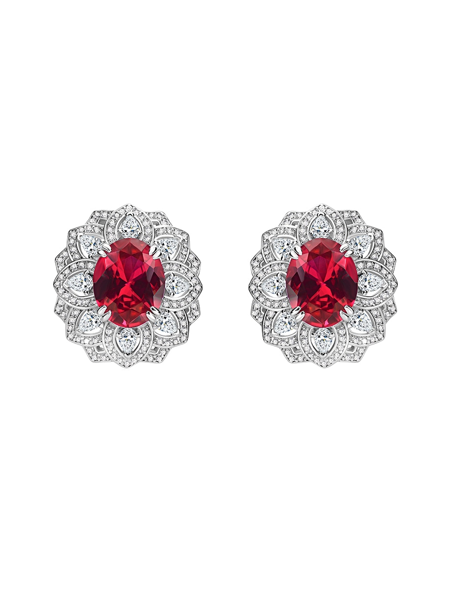 Broqueles Gladkova Joyería de plata P 925 con acabado pavé rubí