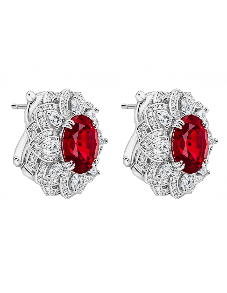 Broqueles Gladkova Joyería de plata P 925 con acabado pavé rubí